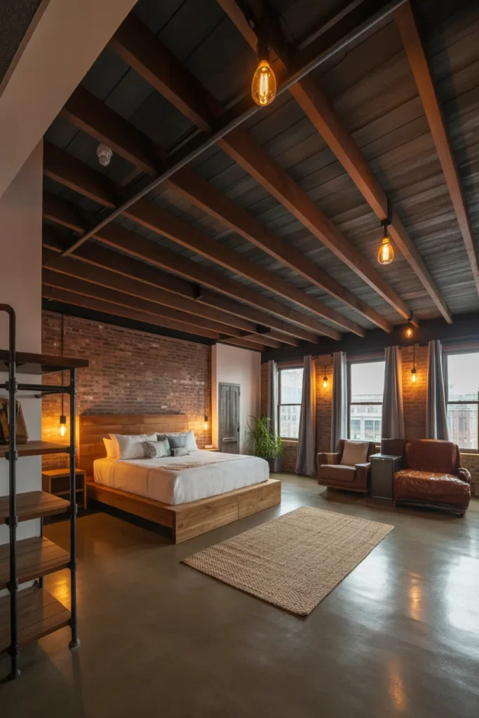 25 Industrial Chic Loft Bedroom Design Ideas 5 4 86