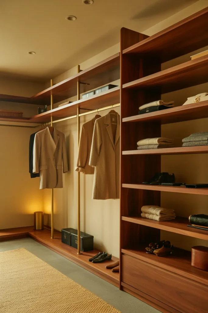 24 Warm Mid Century Modern Walk-In Wardrobe Ideas 2 1 57