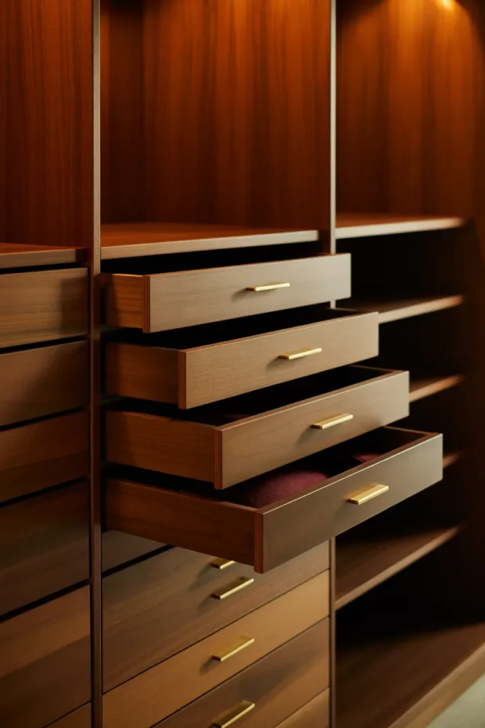24 Warm Mid Century Modern Walk-In Wardrobe Ideas 20 19 55
