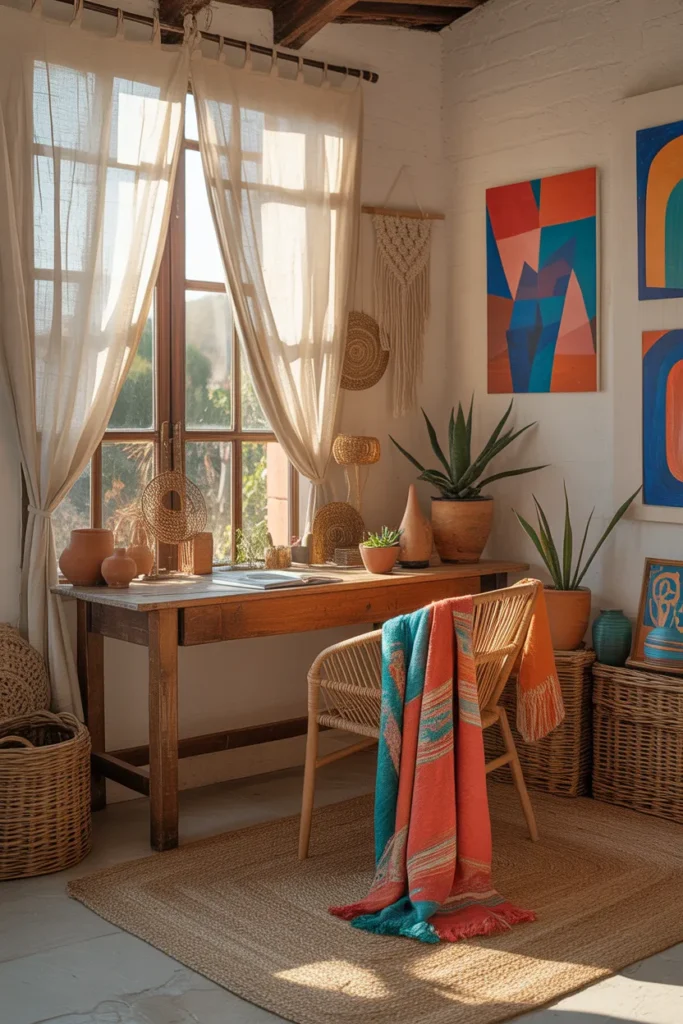 21 Ibiza Style Boho Office Ideas for Remote Work 20 19 62