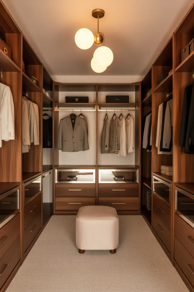 24 Warm Mid Century Modern Walk-In Wardrobe Ideas 3 2 55
