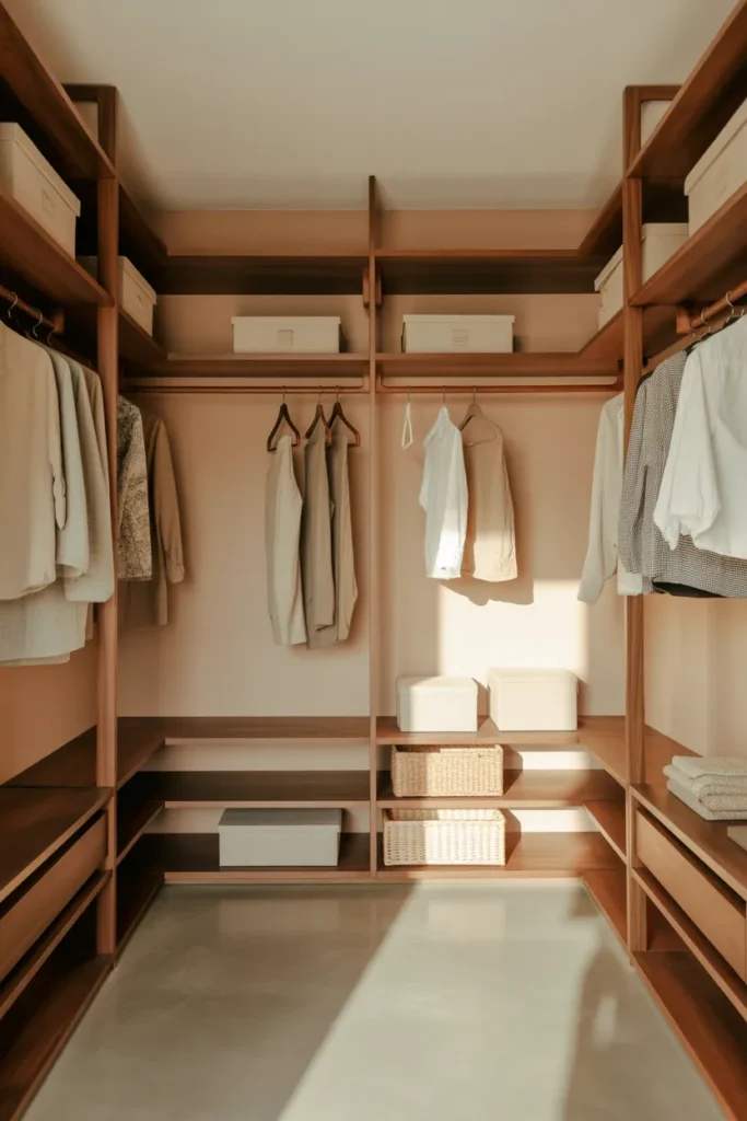 24 Warm Mid Century Modern Walk-In Wardrobe Ideas 5 4 55