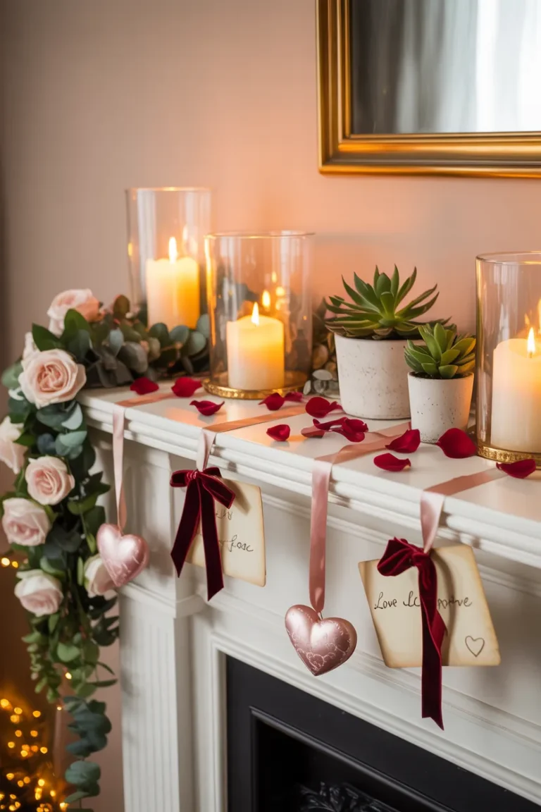 Valentine’s Mantle Decor