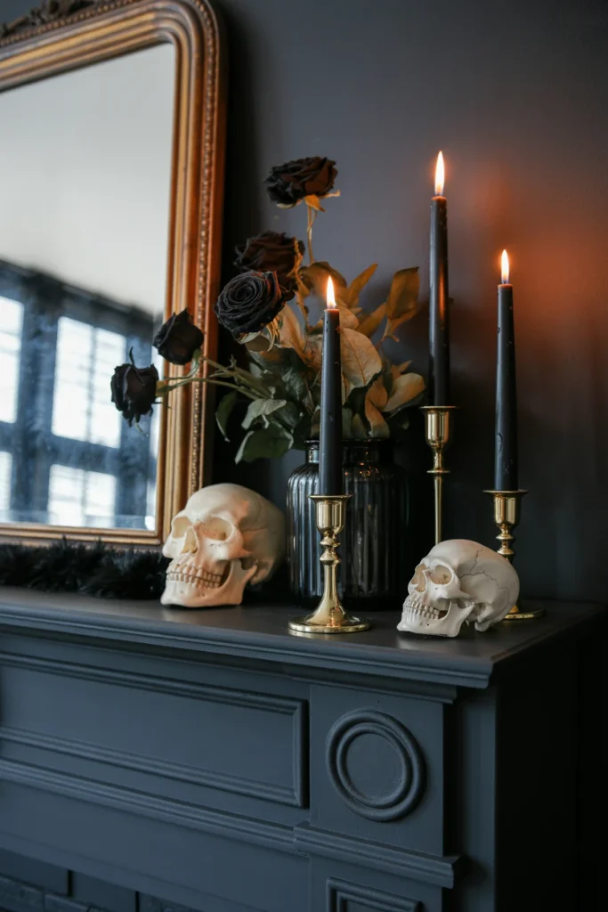 Gothic Halloween Skull Mantel