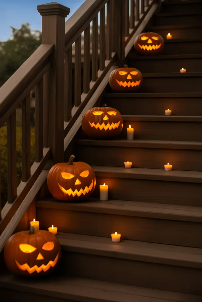 Jack O Lantern Lined Stairs