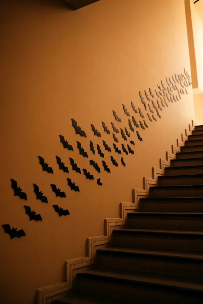 Bat Halloween Decor Wall Accent Along Stairs