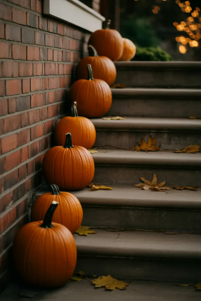 Pumpkin Display on the Steps