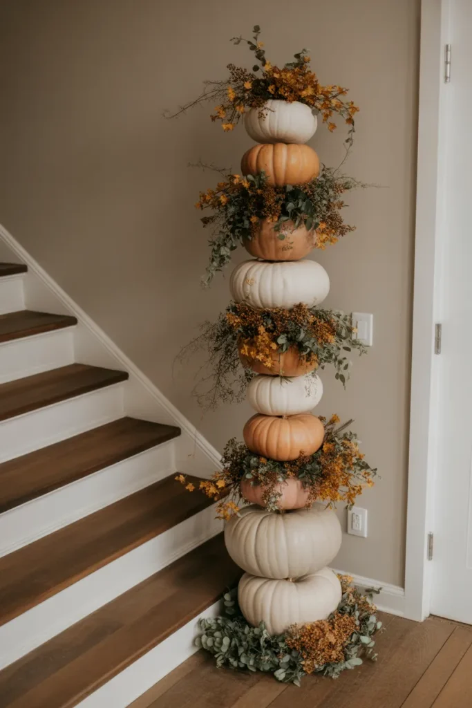 Diy Decor Staircase Pumpkin Topiary
