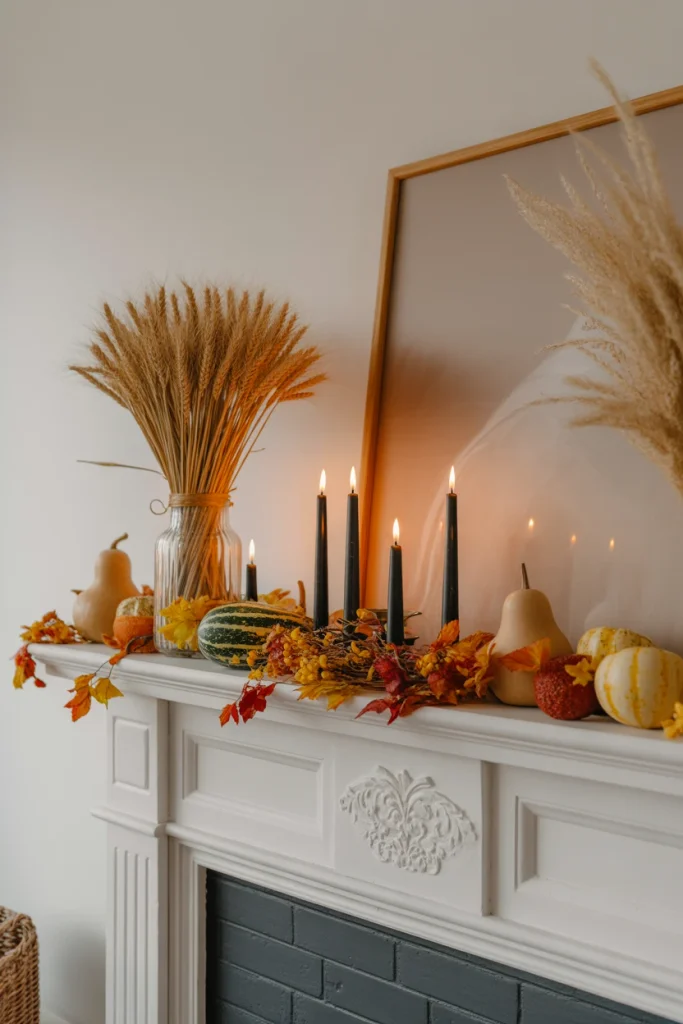 Fall Mantel Decorations Blending Harvest and Halloween