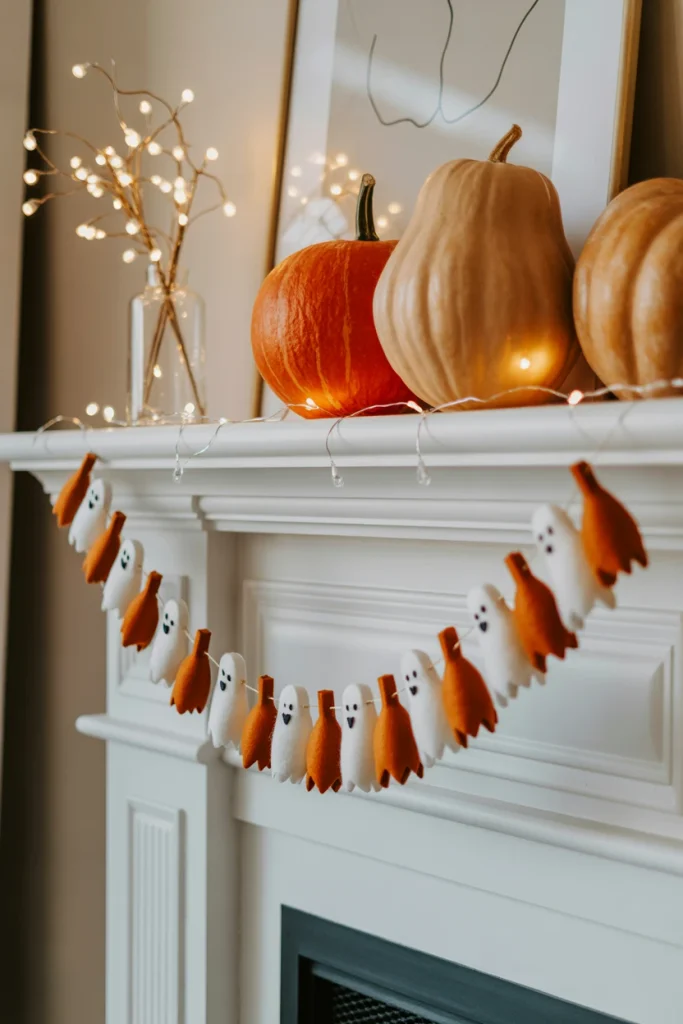 Cute Ghost Garland Mantel