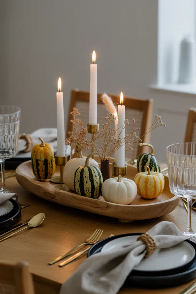 Thanksgiving Centerpieces with Natural Wood Accents