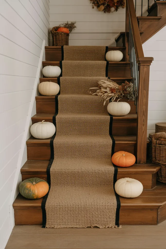 Farmhouse Staircase Halloween Styling