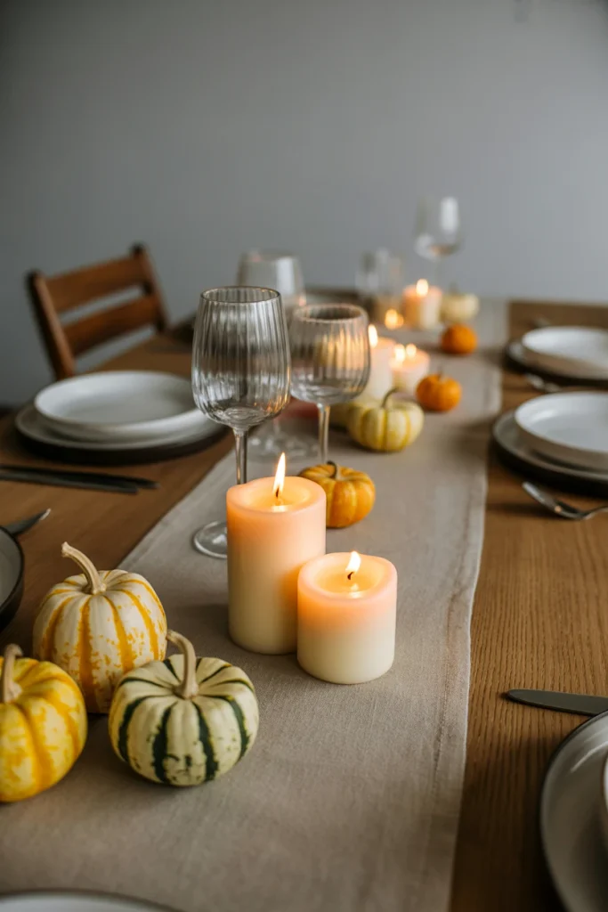Fall Centerpiece with Pumpkin Spice Candles