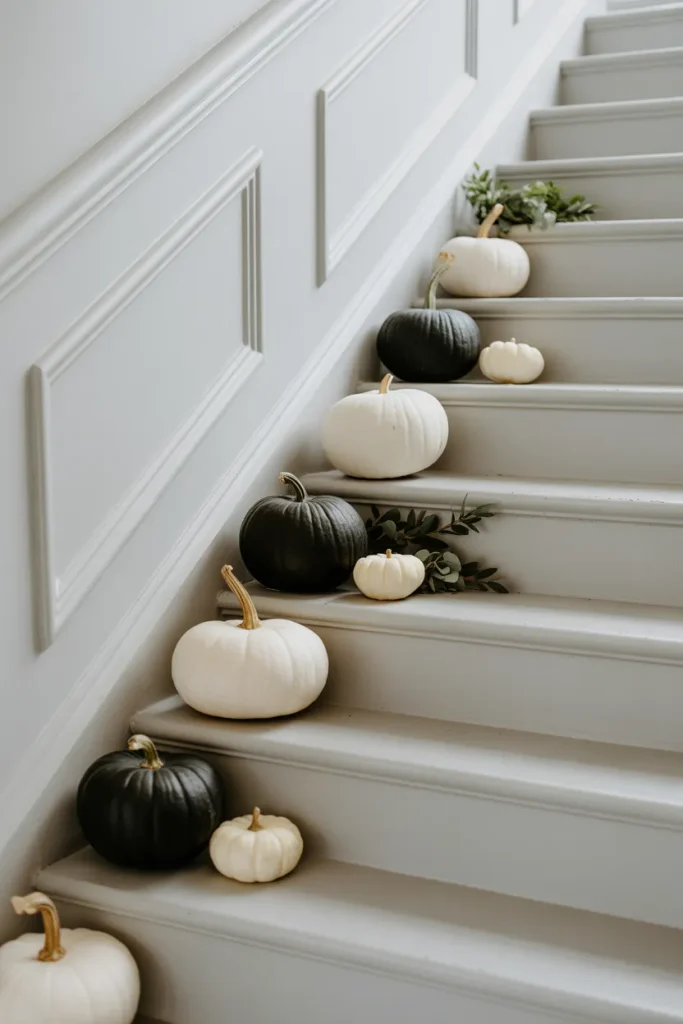 Modern Farmhouse Staircase Pumpkin Display