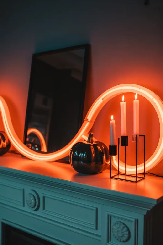 Neon Orange Accent Mantel