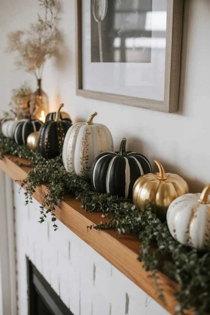 Halloween Mantle with Pumpkin Decorating