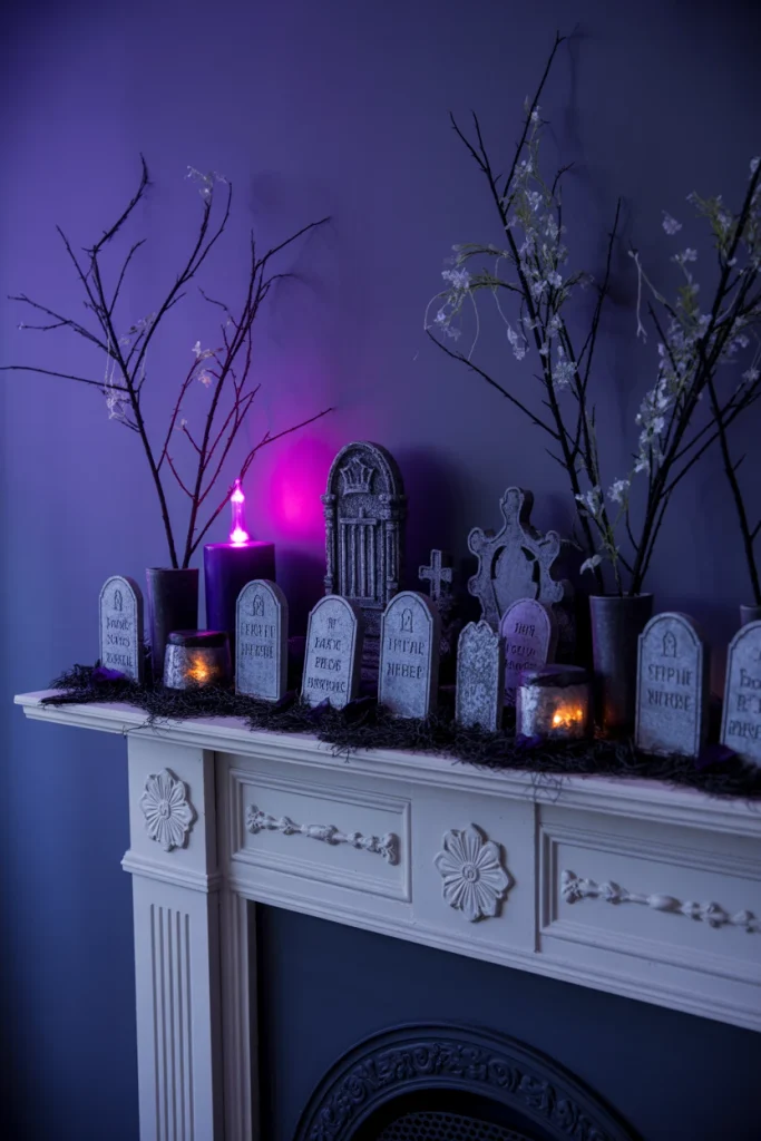 Spooky Season Home Decor Mantel Vignette