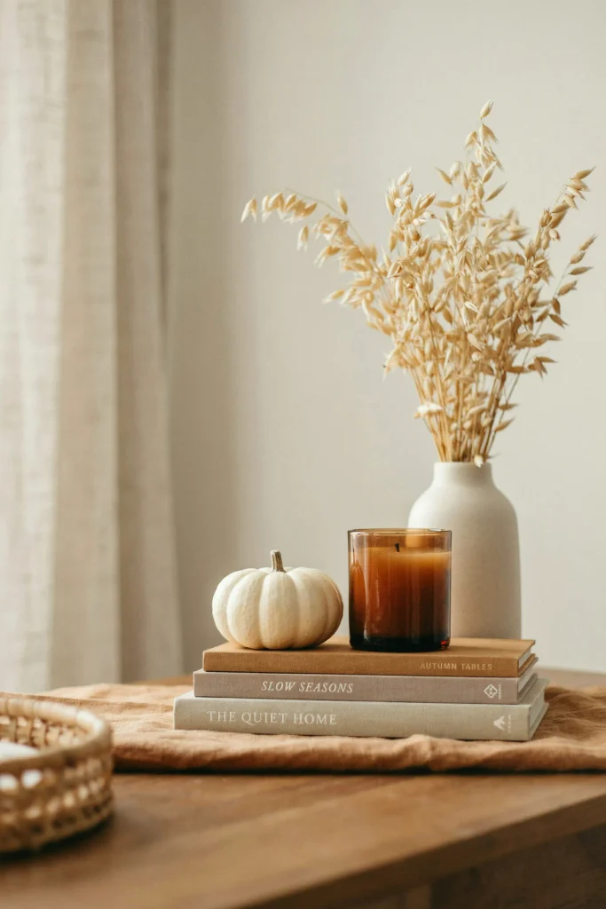 20 Budget-Friendly Fall Decorations for a Luxe Look 17 Autumn Book Stack