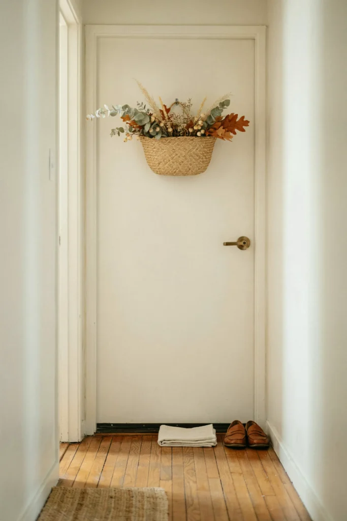 21 Fall Decorating Ideas for Small Homes That Wow Now 10 Autumn Door Basket