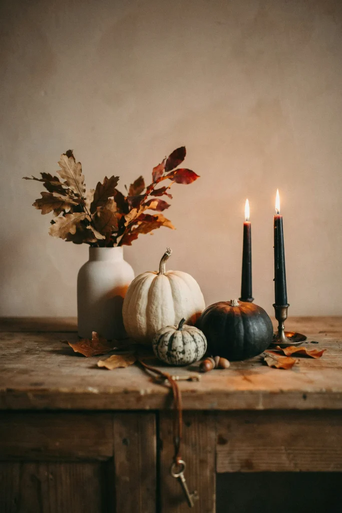 22 Halloween Pumpkin Decor Ideas for a Charming 2026 2 Black Candlelit Pumpkins