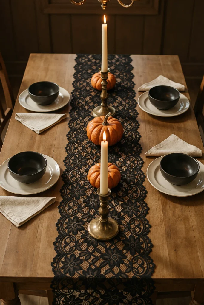 Black Lace Table Runner