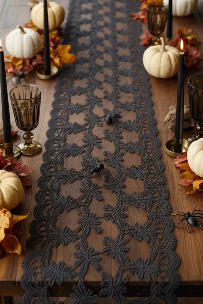 Black Lace Table Runner