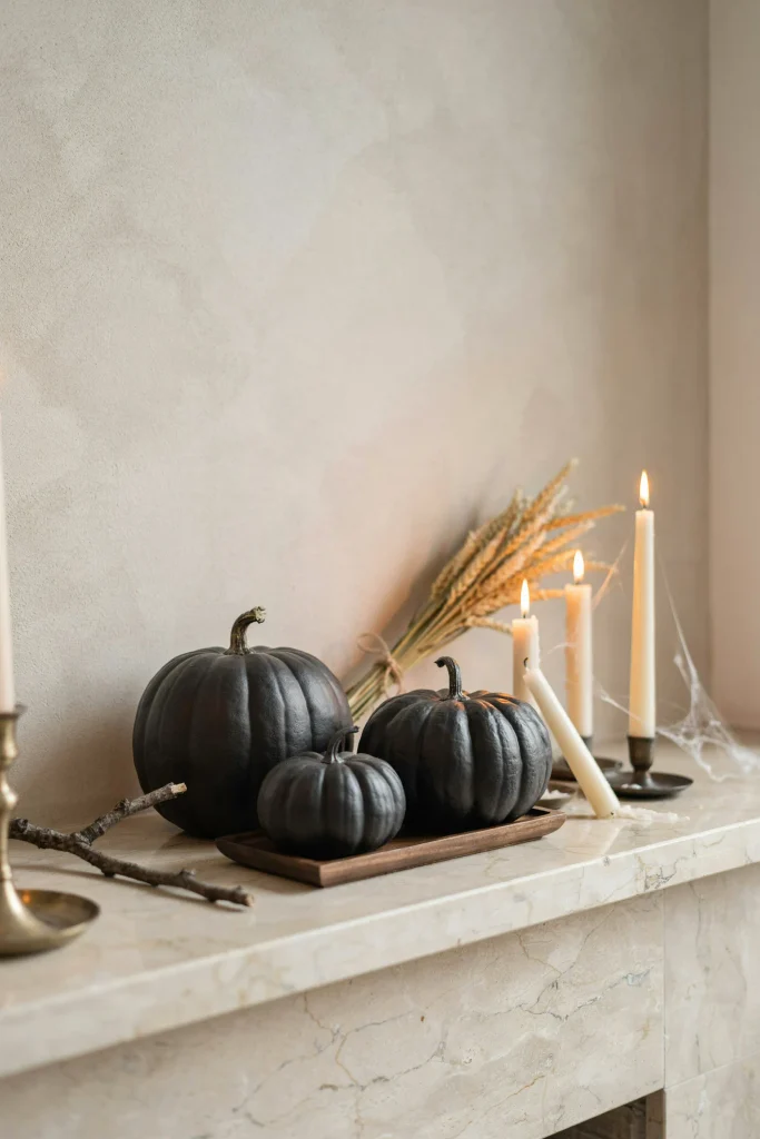 22 Halloween Pumpkin Decor Ideas for a Charming 2026 7 Black Pumpkin Trio