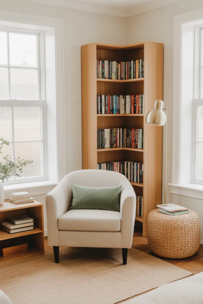 Corner Bookshelf Nook