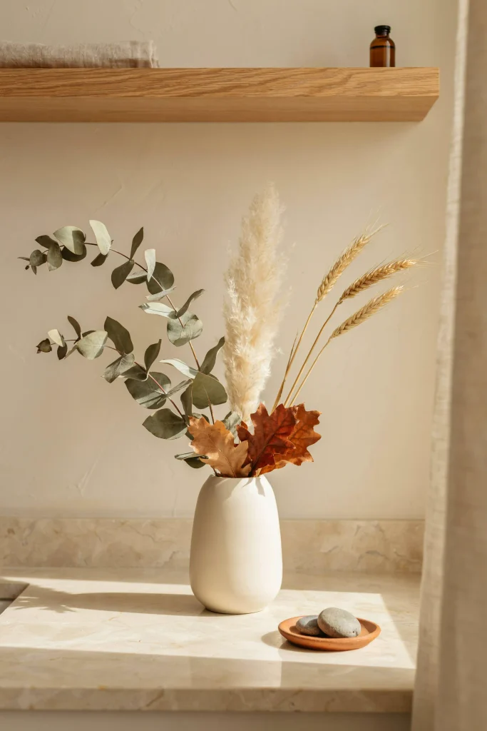 20 Fall Bathroom Decor Ideas for a Cozy Autumn Glow 9 Dried Fall Foliage
