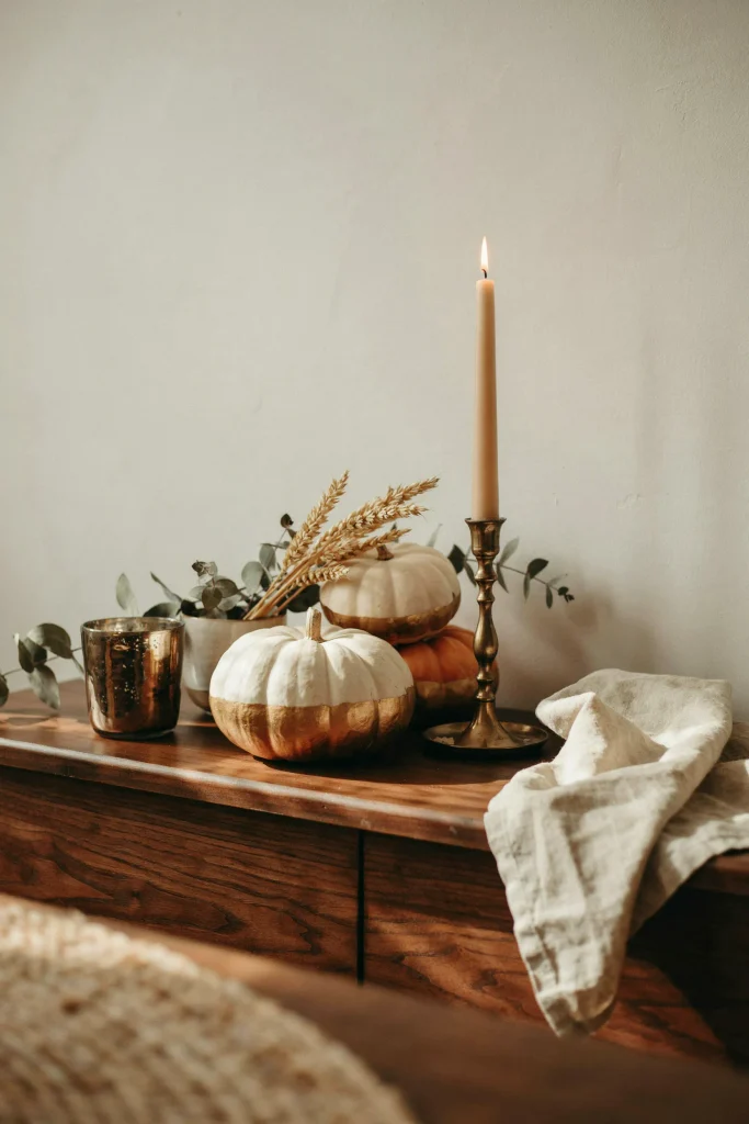 22 Halloween Pumpkin Decor Ideas for a Charming 2026 5 Gold Dipped Pumpkins