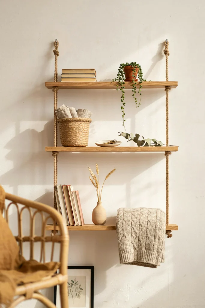 24 Bookshelf Ideas for Small Spaces That Wow 17 Hanging Rope Shelves