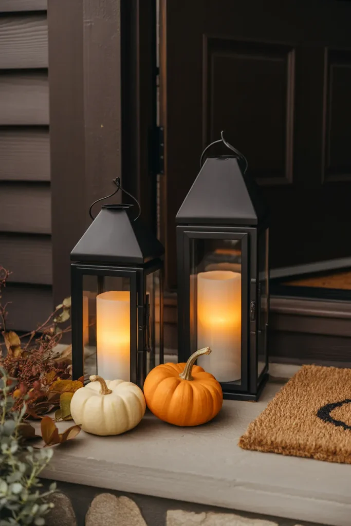 Lantern and Pumpkin Pair