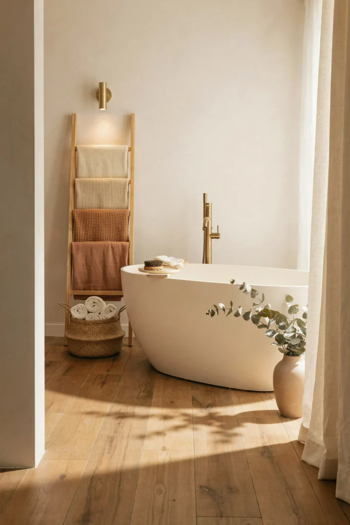 20 Fall Bathroom Decor Ideas for a Cozy Autumn Glow 16 Layered Neutral Towels