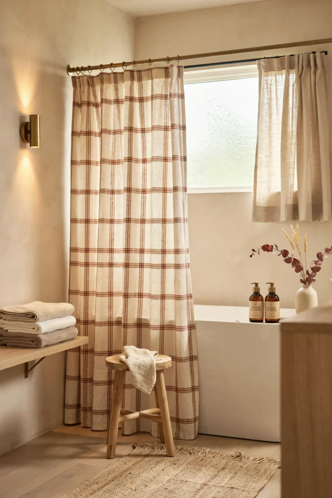 20 Fall Bathroom Decor Ideas for a Cozy Autumn Glow 18 Plaid Shower Curtain
