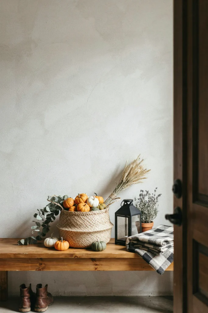 22 Halloween Pumpkin Decor Ideas for a Charming 2026 12 Pumpkin Entryway Basket
