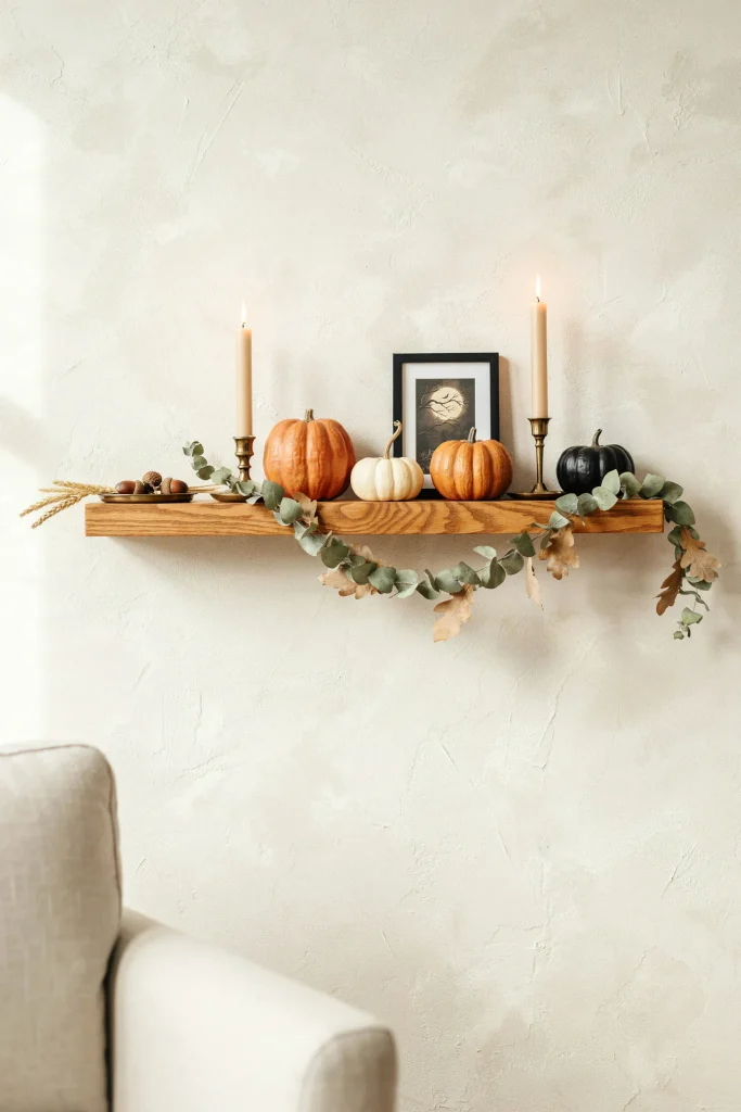 22 Halloween Pumpkin Decor Ideas for a Charming 2026 15 Pumpkin Garland Shelf