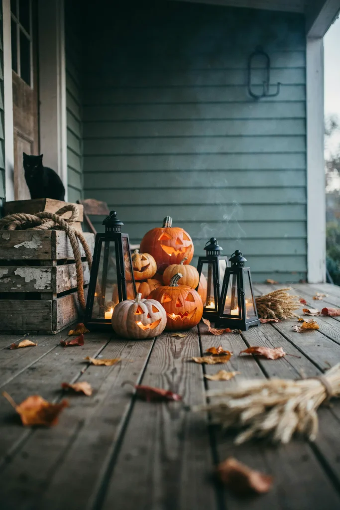 22 Halloween Pumpkin Decor Ideas for a Charming 2026 14 Pumpkin Lantern Cluster