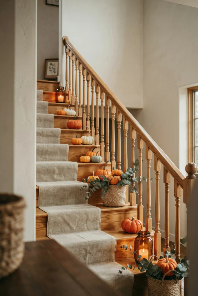 22 Halloween Pumpkin Decor Ideas for a Charming 2026 11 Pumpkin Staircase Trail