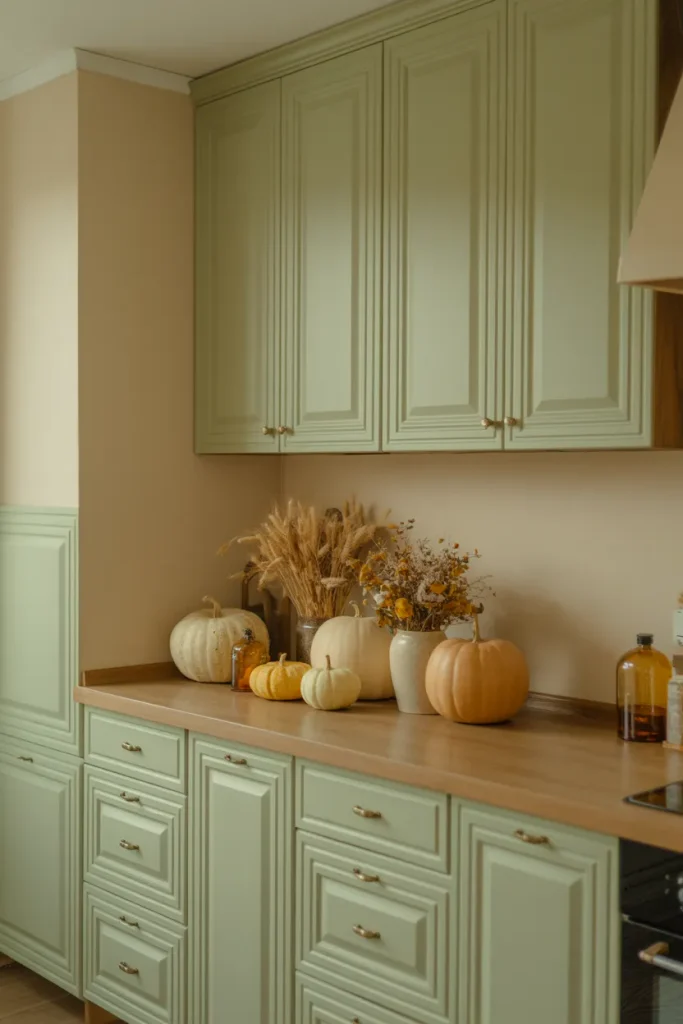Sage Green Cabinet Styling