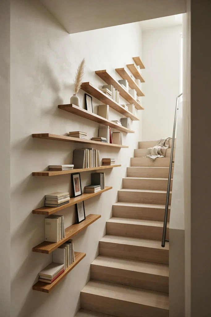 24 Bookshelf Ideas for Small Spaces That Wow 15 Staircase Wall Shelves