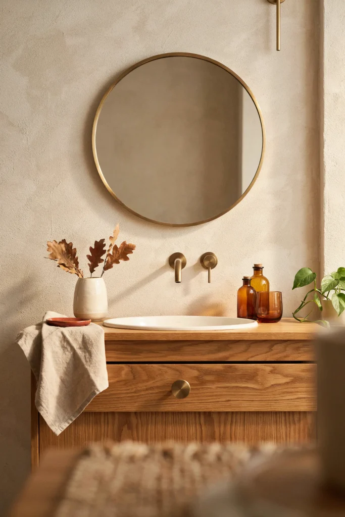 20 Fall Bathroom Decor Ideas for a Cozy Autumn Glow 21 Warm Autumn Mirror Styling