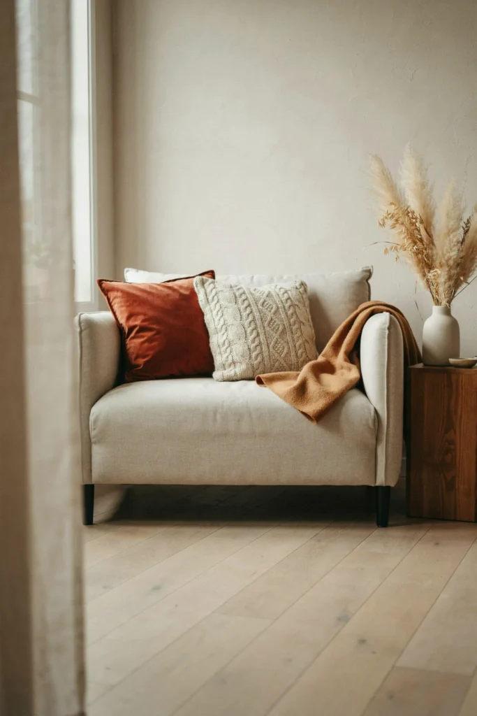 21 Fall Decorating Ideas for Small Homes That Wow Now 6 Warm Textile Swap
