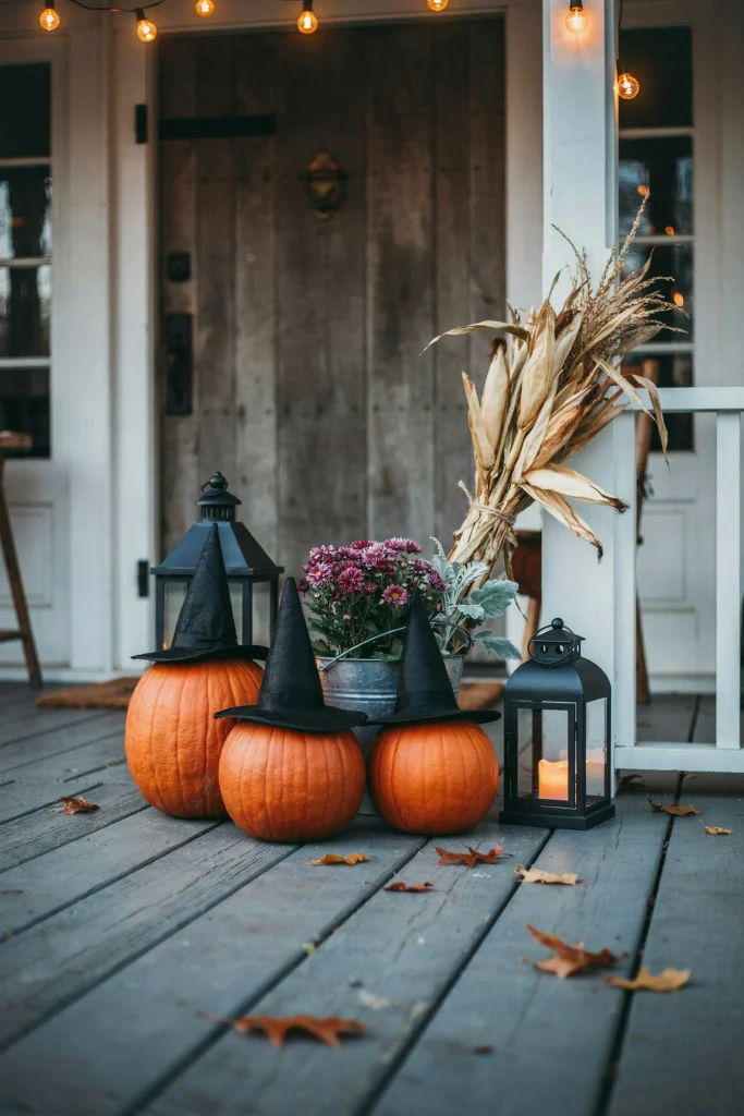 22 Halloween Pumpkin Decor Ideas for a Charming 2026 6 Witch Hat Pumpkins