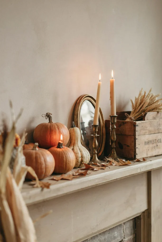 22 Vintage Halloween Decor Ideas for a Nostalgic 2026 2 Antique Pumpkin Display