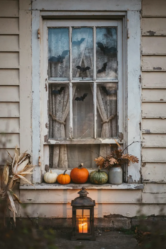 22 Vintage Halloween Decor Ideas for a Nostalgic 2026 22 Antique Window Scene