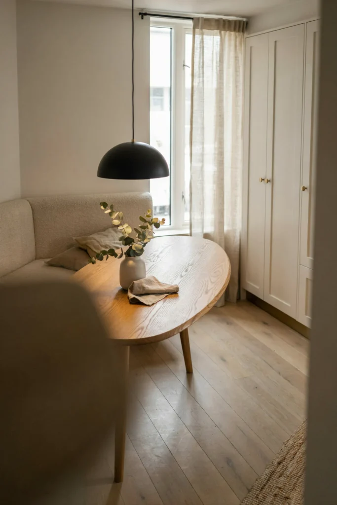 22 Small Kitchen Banquette Seating Ideas Worth Stealing 22 Banquette With a Statement Pendant
