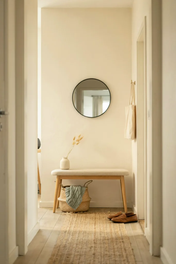 23 Narrow Entryway Ideas for Small Spaces You'll Love 19 Basket Storage Nook
