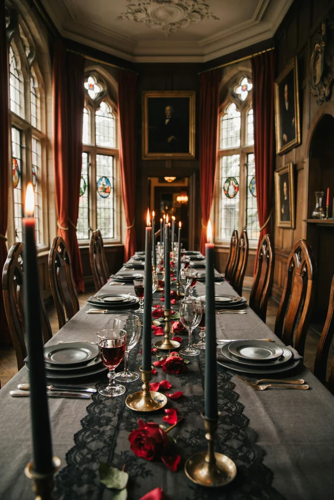 21 Gothic Halloween Decor Ideas for a Haunting 2026 7 Black Lace Table Runner