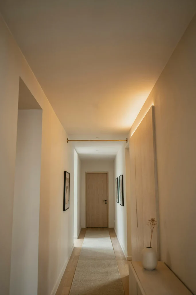 21 Narrow Hallway Decorating Ideas to Try Right Now 10 Ceiling Paint Contrast