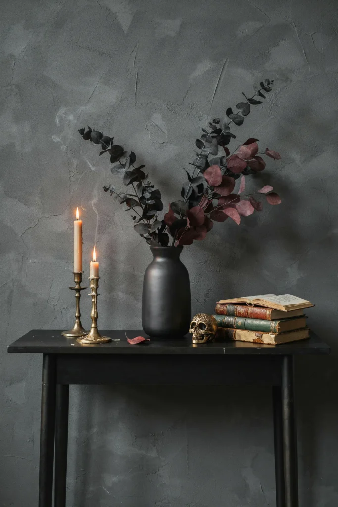 21 Gothic Halloween Decor Ideas for a Haunting 2026 15 Dark Botanical Console